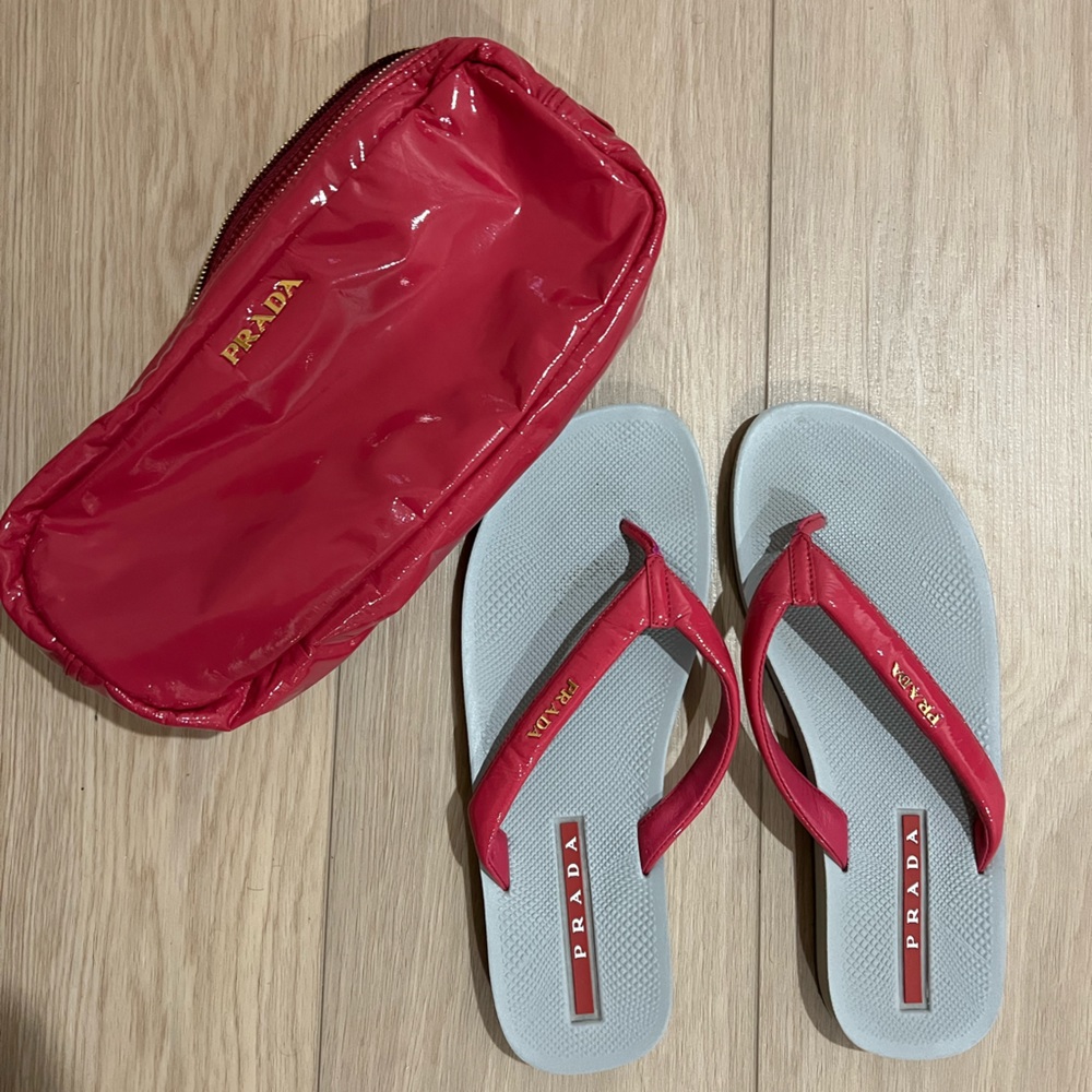 Prada bag with slippers